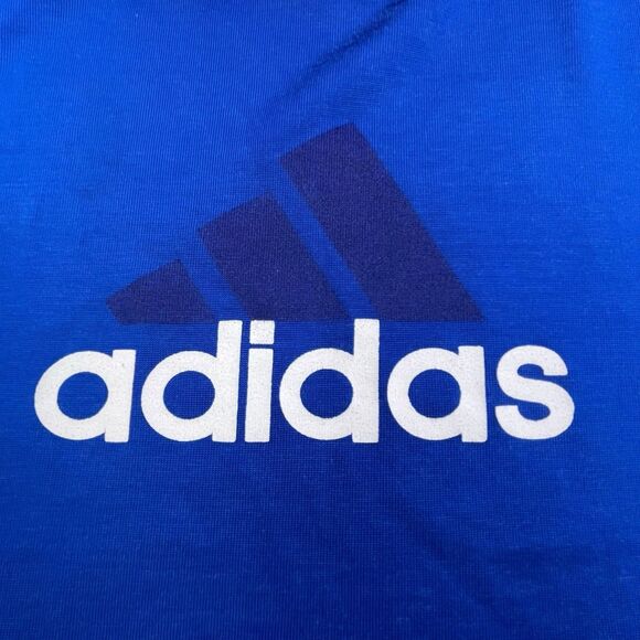 Vintage Adidas Shirt Men XXL Blue 3 Stripes Crewneck Spell Out Graphic Soccer - Picture 3 of 10
